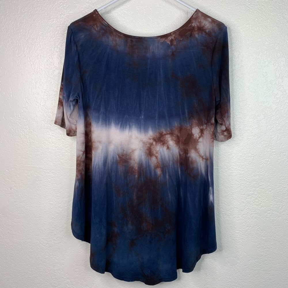 AEO Soft & Sexy lace up Blue & brown tie dye shirt - Picture 3 of 7